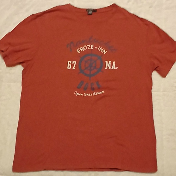 J Crew T-Shirt Burnt Orange Blue.& White Graphic Men M Premium Vintage Like New - Picture 1 of 4